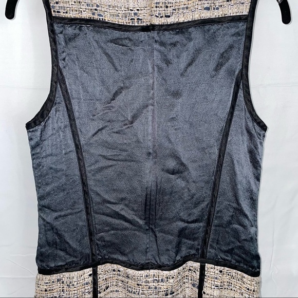 Theory Dress Waldia Alluring Sleeveless Mixed Media Satin Panel Tweed Shift Mini - Picture 11 of 14